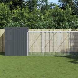 vidaXL Caseta perros con corral acero galvanizado gris 214x865x181 cm