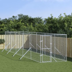 vidaXL Perrera de exterior acero galvanizado plateado 2x10x2 m