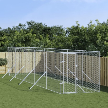 vidaXL Perrera de exterior acero galvanizado plateado 2x10x2 m