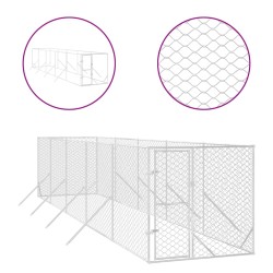 vidaXL Perrera de exterior acero galvanizado plateado 2x10x2 m