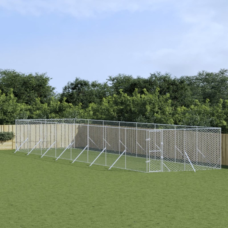 vidaXL Perrera de exterior acero galvanizado plateado 4x16x2 m vidaXL Perrera de exterior acero galvanizado plateado 4x16x2 m