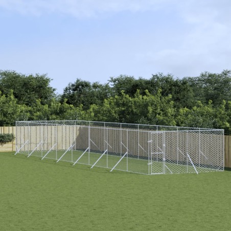 vidaXL Perrera de exterior acero galvanizado plateado 4x16x2 m
