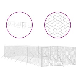 vidaXL Perrera de exterior acero galvanizado plateado 4x16x2 m