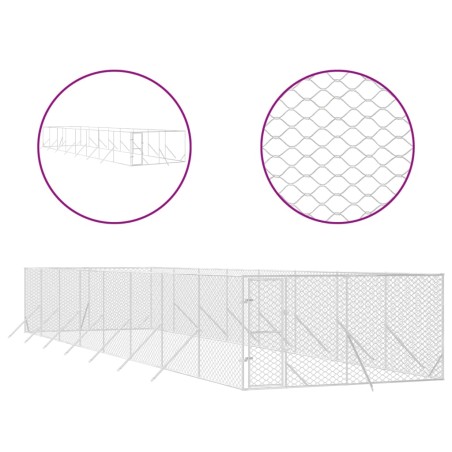 vidaXL Perrera de exterior acero galvanizado plateado 4x16x2 m