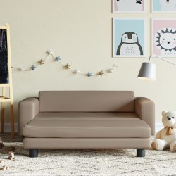 vidaXL Sofá niños y reposapiés cuero sintético capuchino 100x50x30 cm