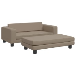 vidaXL Sofá niños y reposapiés cuero sintético capuchino 100x50x30 cm