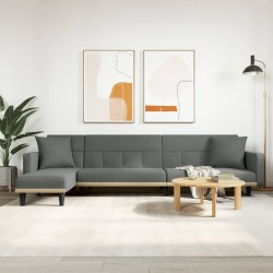 vidaXL Sofá cama en forma de L tela gris oscuro 275x140x70 cm