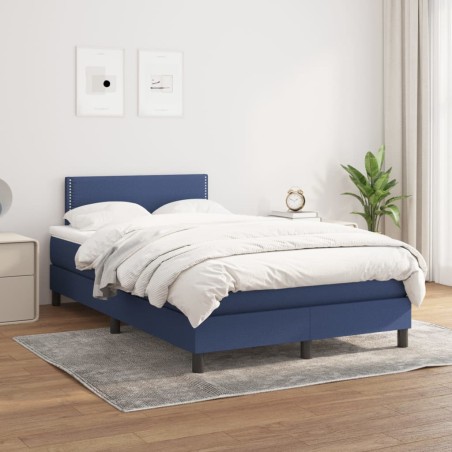 vidaXL Cama box spring con colchón tela azul 120x200 cm