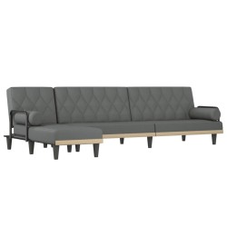 vidaXL Sofá cama en forma de L tela gris oscuro 260x140x70 cm