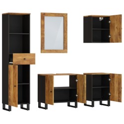 vidaXL Conjunto de muebles de baño 5 piezas madera maciza de mango