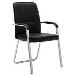 vidaXL Silla de oficina de cuero sintético negra