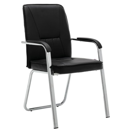 vidaXL Silla de oficina de cuero sintético negra