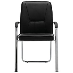 vidaXL Silla de oficina de cuero sintético negra