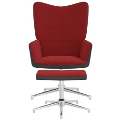 vidaXL Silla de relajación con reposapiés terciopelo y PVC rojo tinto 