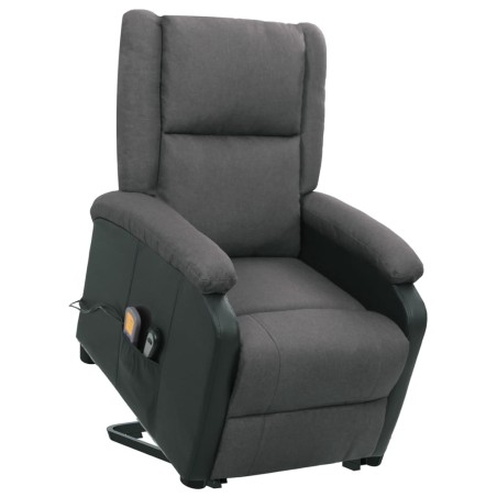 vidaXL Sillón de masaje elevable tela gris oscuro