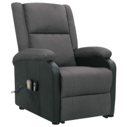 vidaXL Sillón de masaje elevable tela gris oscuro