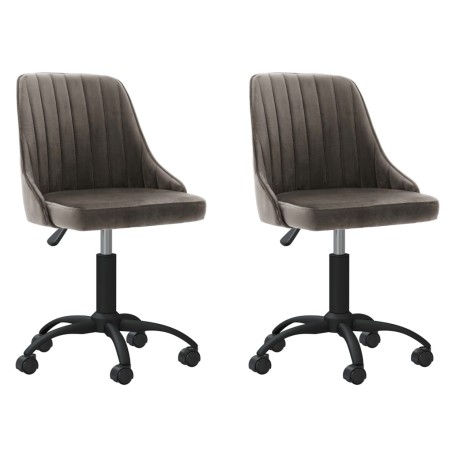 vidaXL Sillas de comedor giratorias 2 unidades terciopelo gris oscuro