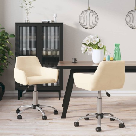 vidaXL Sillas de comedor giratorias 2 uds terciopelo crema