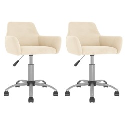 vidaXL Sillas de comedor giratorias 2 uds terciopelo crema
