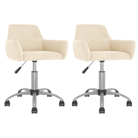 vidaXL Sillas de comedor giratorias 2 uds terciopelo crema