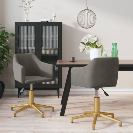 vidaXL Sillas de comedor giratorias 2 unidades terciopelo gris oscuro