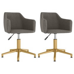 vidaXL Sillas de comedor giratorias 2 unidades terciopelo gris oscuro