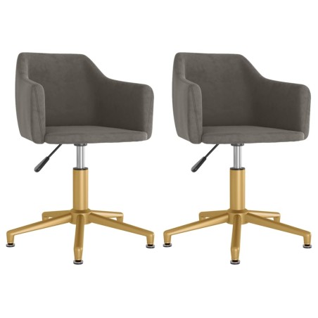 vidaXL Sillas de comedor giratorias 2 unidades terciopelo gris oscuro