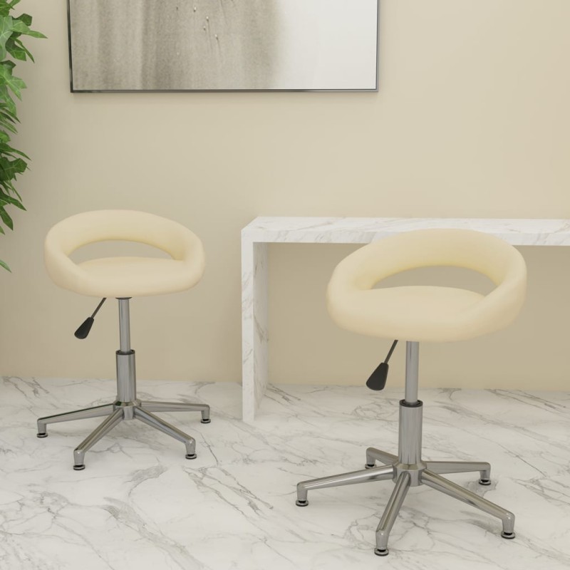 vidaXL Sillas de comedor giratorias 2 unidades cuero sintético crema vidaXL Sillas de comedor giratorias 2 unidades cuero sintético crema