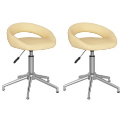 vidaXL Sillas de comedor giratorias 2 unidades cuero sintético crema