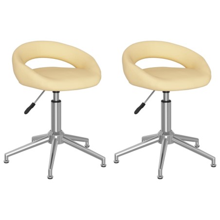 vidaXL Sillas de comedor giratorias 2 unidades cuero sintético crema