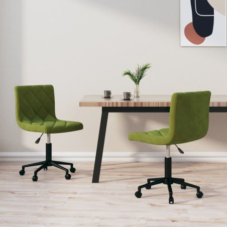 vidaXL Sillas de comedor giratorias 2 unidades terciopelo verde claro