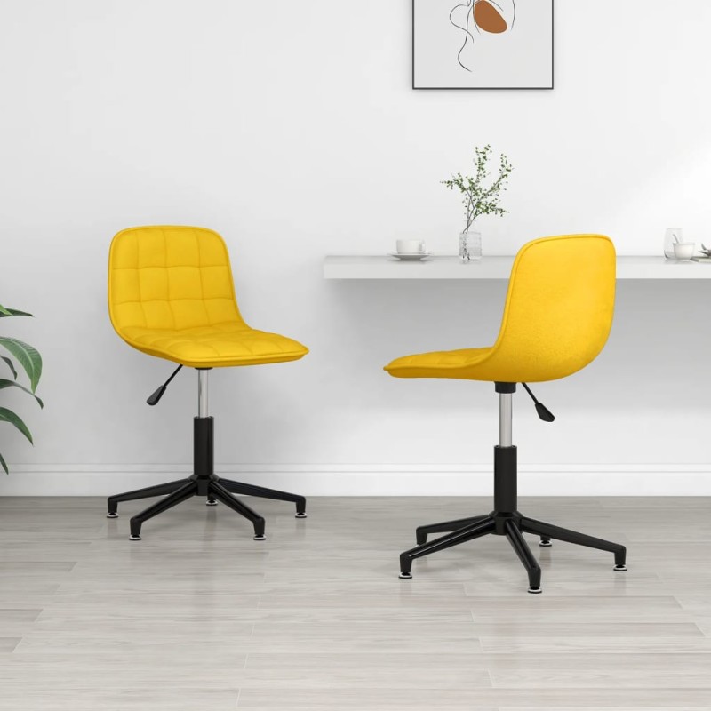 vidaXL Sillas de comedor giratorias 2 uds terciopelo amarillo