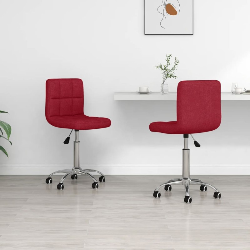 vidaXL Sillas de comedor giratorias 2 unidades tela rojo tinto vidaXL Sillas de comedor giratorias 2 unidades tela rojo tinto