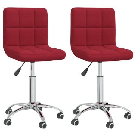 vidaXL Sillas de comedor giratorias 2 unidades tela rojo tinto