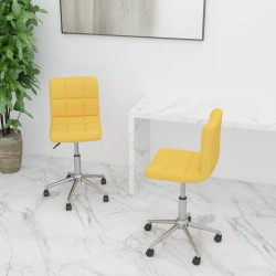 vidaXL Sillas de comedor giratorias 2 unidades tela amarillo mostaza