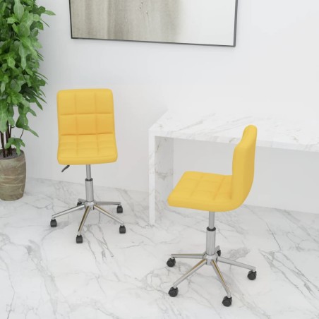 vidaXL Sillas de comedor giratorias 2 unidades tela amarillo mostaza