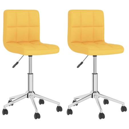 vidaXL Sillas de comedor giratorias 2 unidades tela amarillo mostaza