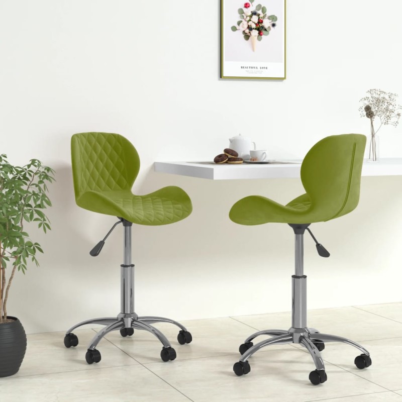 vidaXL Sillas de comedor giratorias 2 unidades terciopelo verde claro vidaXL Sillas de comedor giratorias 2 unidades terciopelo verde claro