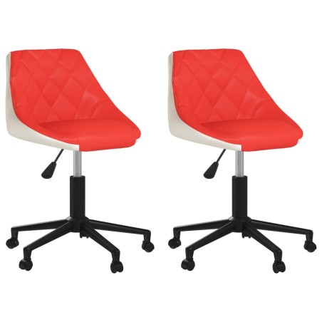 vidaXL Sillas de comedor giratorias 2 uds cuero sintético rojo y blanco