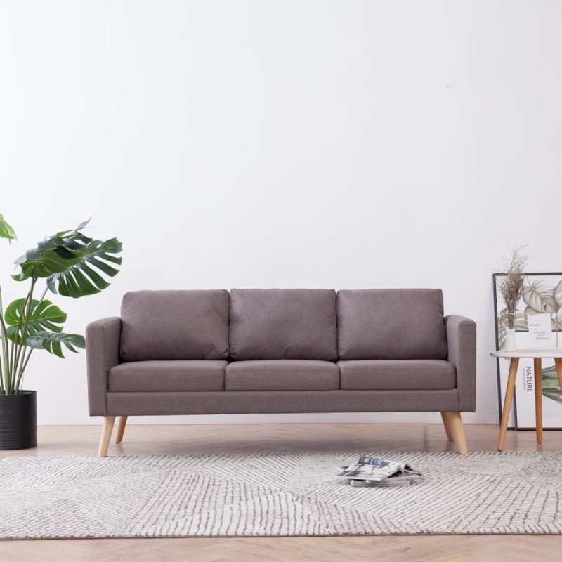 vidaXL Sofá de 3 plazas de tela color gris topo vidaXL Sofá de 3 plazas de tela color gris topo