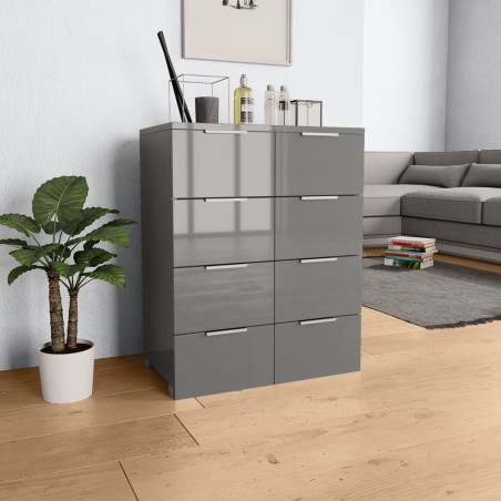 vidaXL Aparador de madera de ingeniería negro brillante 60x35x80 cm