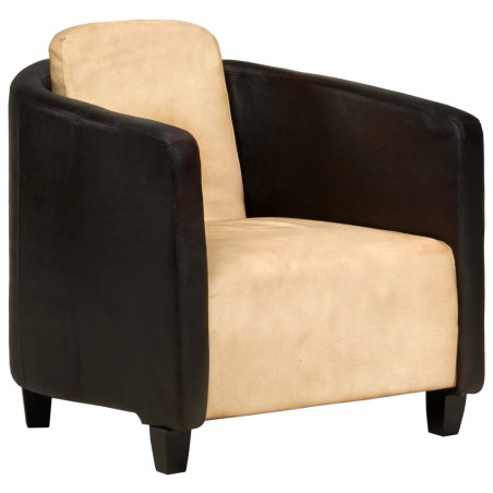 vidaXL Sillón de cuero auténtico marrón canela y negro