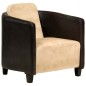 vidaXL Sillón de cuero auténtico marrón canela y negro vidaXL Sillón de cuero auténtico marrón canela y negro