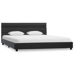 vidaXL Estructura de cama con LED cuero sintético gris 160x200 cm