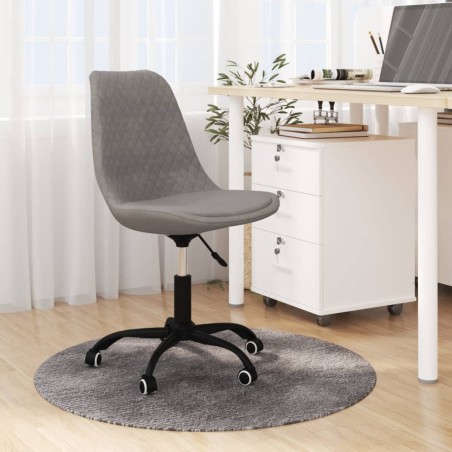 vidaXL Silla de oficina giratoria de tela gris claro