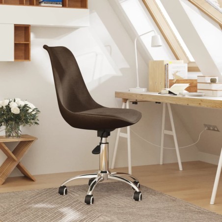 vidaXL Silla de oficina giratoria de tela marrón oscuro