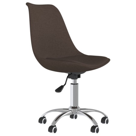 vidaXL Silla de oficina giratoria de tela marrón oscuro