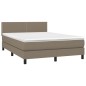 vidaXL Cama box spring con colchón tela gris taupe 140x190 cm