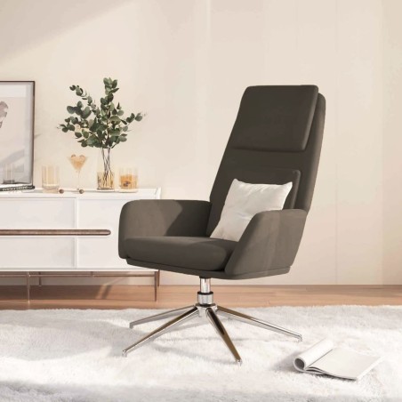 vidaXL Sillón de relax de piel de ante sintética gris oscuro