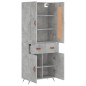 vidaXL Aparador alto madera contrachapada gris hormigón 69,5x34x180 cm vidaXL Aparador alto madera contrachapada gris hormigón 69,5x34x180 cm